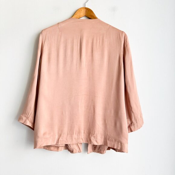 French Connection Nude Beige Pink Beaded open Front Blazer 10 - Picture 5 of 8